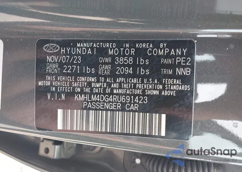 2024 Hyundai Elantra Sel z USA, uszkodzony, nr VIN KMHLM4DG4RU691423